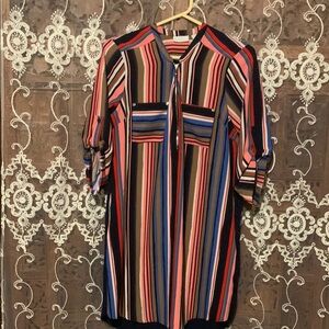New‎ York & Company Multicolor Striped High Low Dress